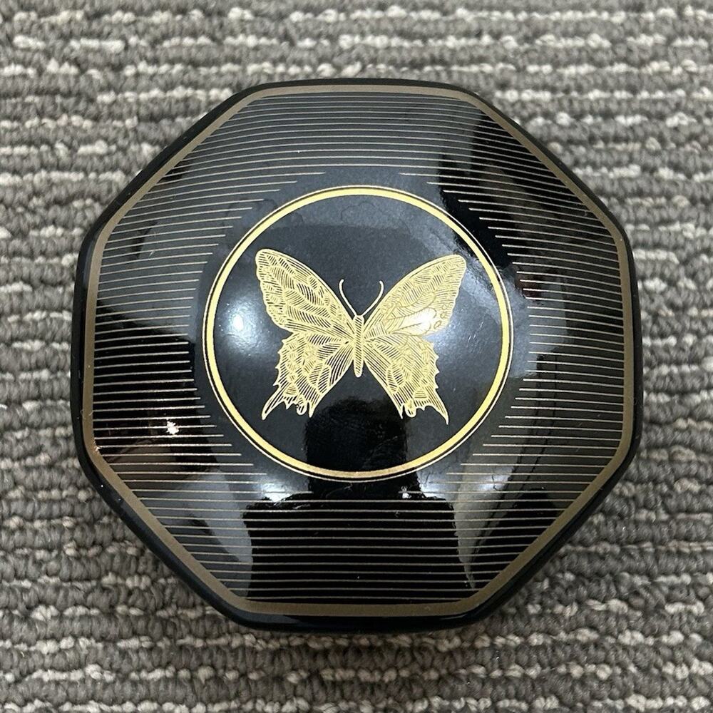 Vintage Trinket Box with Lid Butterfly Motif Glossy Finish